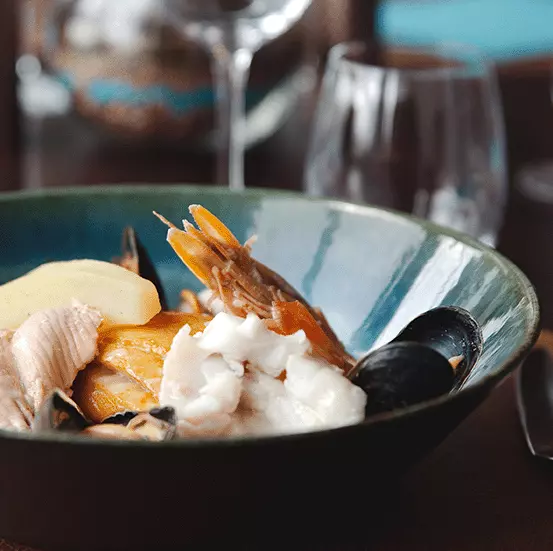 Choucroute de la mer (haddock, gambas, saumon et lieu noir)