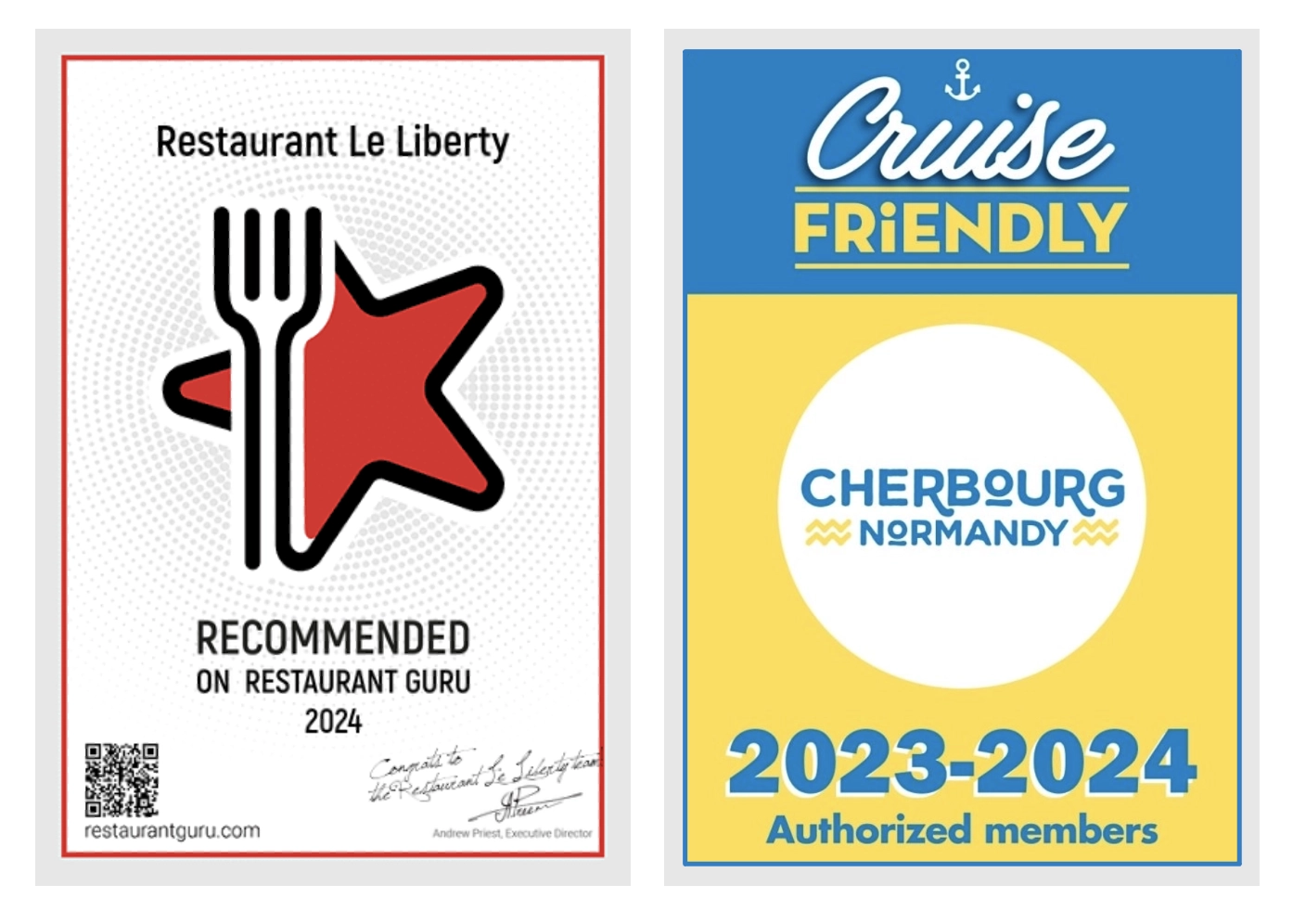 Recompenses restaurant Le Liberty